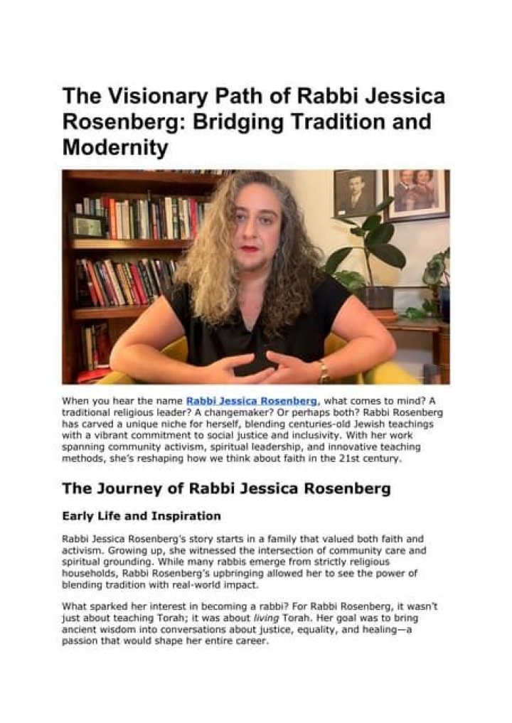 Understanding Rabbi Jessica Rosenberg's Gender Journey: Identity, Faith, And Resilience